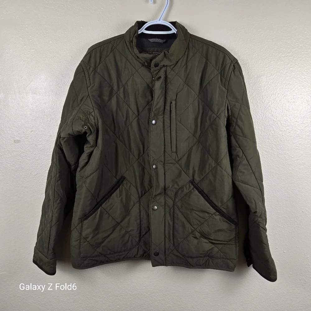 J.Crew Sussex Quilted Jacket with PrimaLoft Size L Olive Green Zipper Damage‎ +